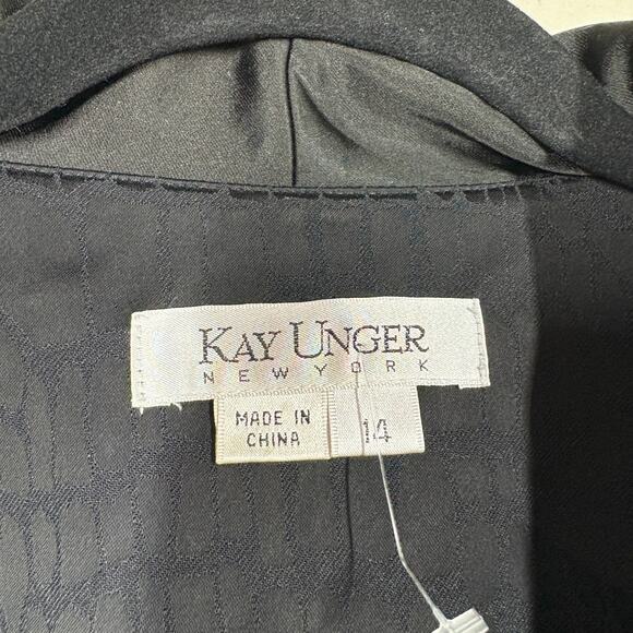 Kay Unger 14 Reptile Print Satin Collar Single Breasted Blazer Jacket Black - Picture 7 of 8